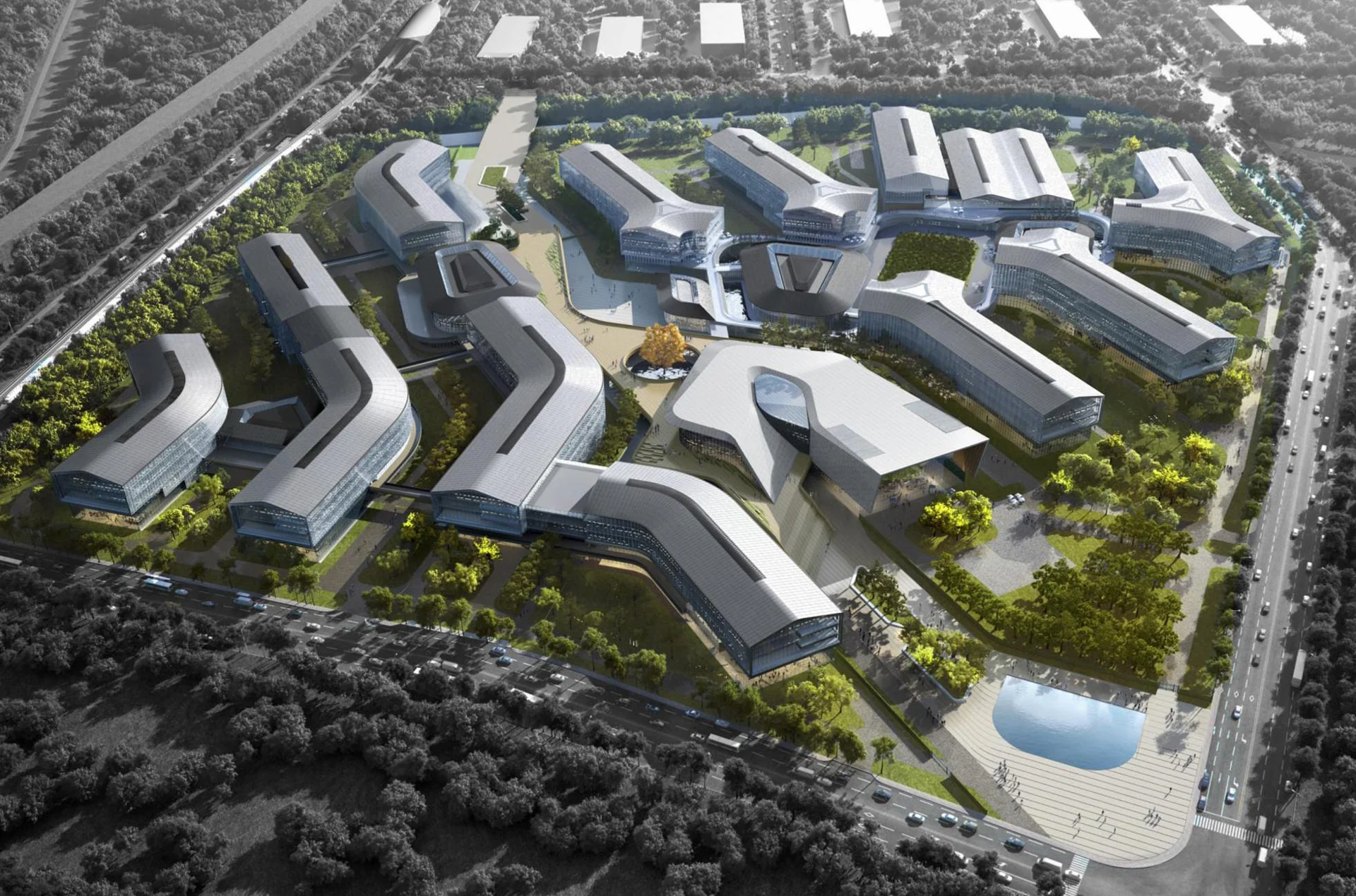 Alibaba DAMO Academy — ภาพออกแบบสำนักงาน